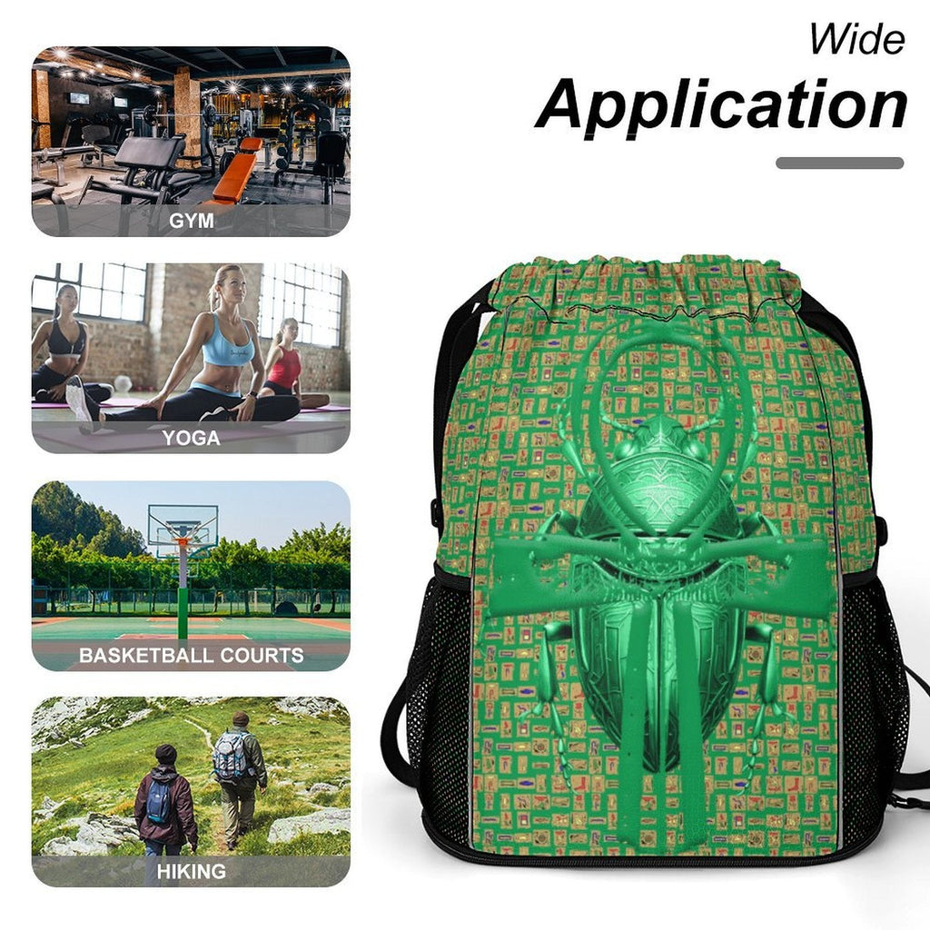 Ancient Nubia (Green) Sports Drawstring Bag (6 Colors Available) - Conscious Apparel Store