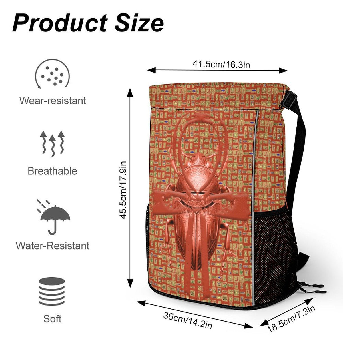 Ancient Nubia (Red-Rust) Sports Drawstring Bag (6 Colors Available) - Conscious Apparel Store