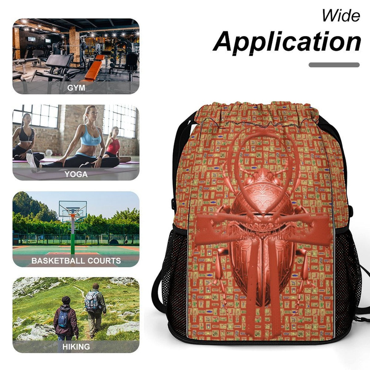 Ancient Nubia (Red-Rust) Sports Drawstring Bag (6 Colors Available) - Conscious Apparel Store
