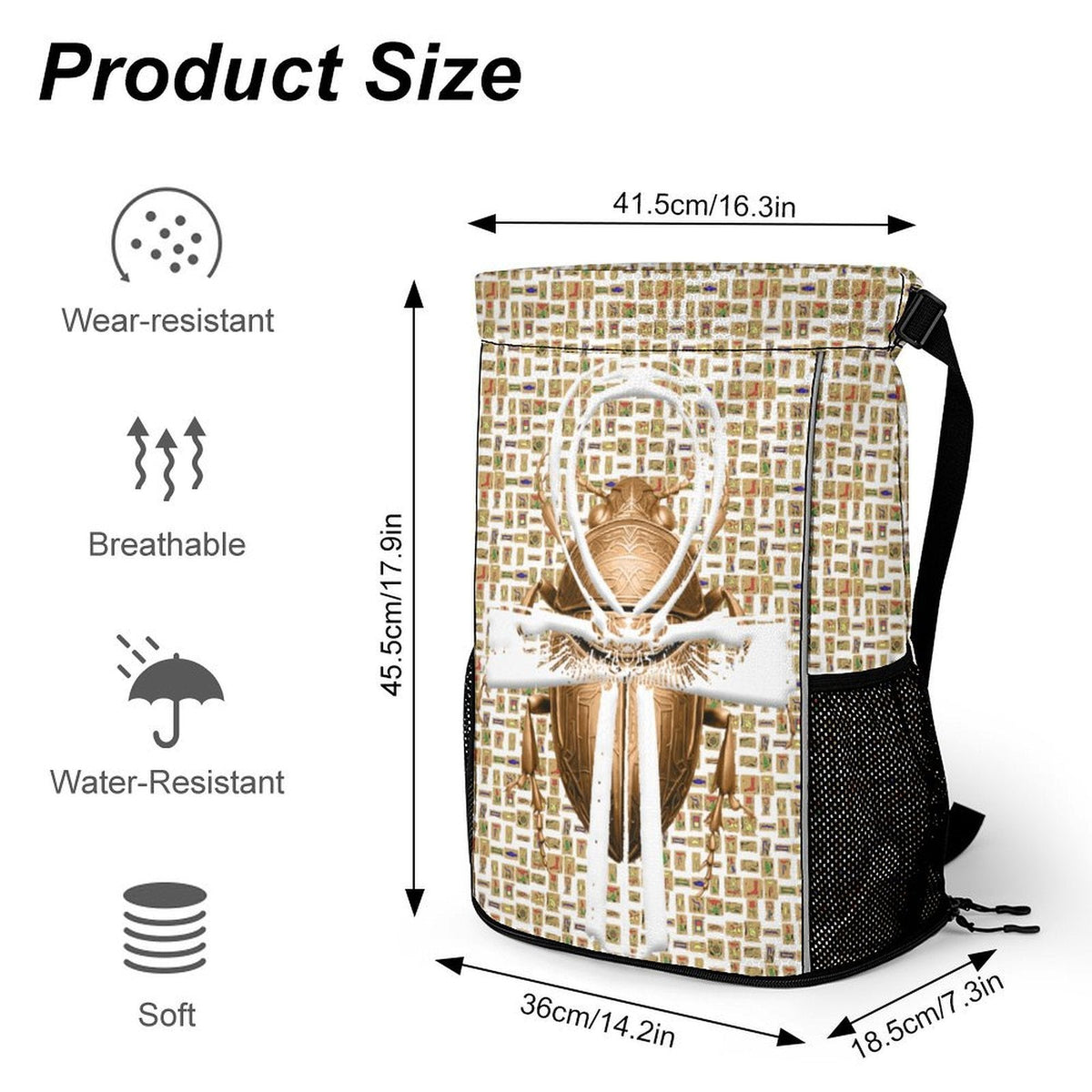 Ancient Nubia (White) Sports Drawstring Bag (6 Colors Available) - Conscious Apparel Store