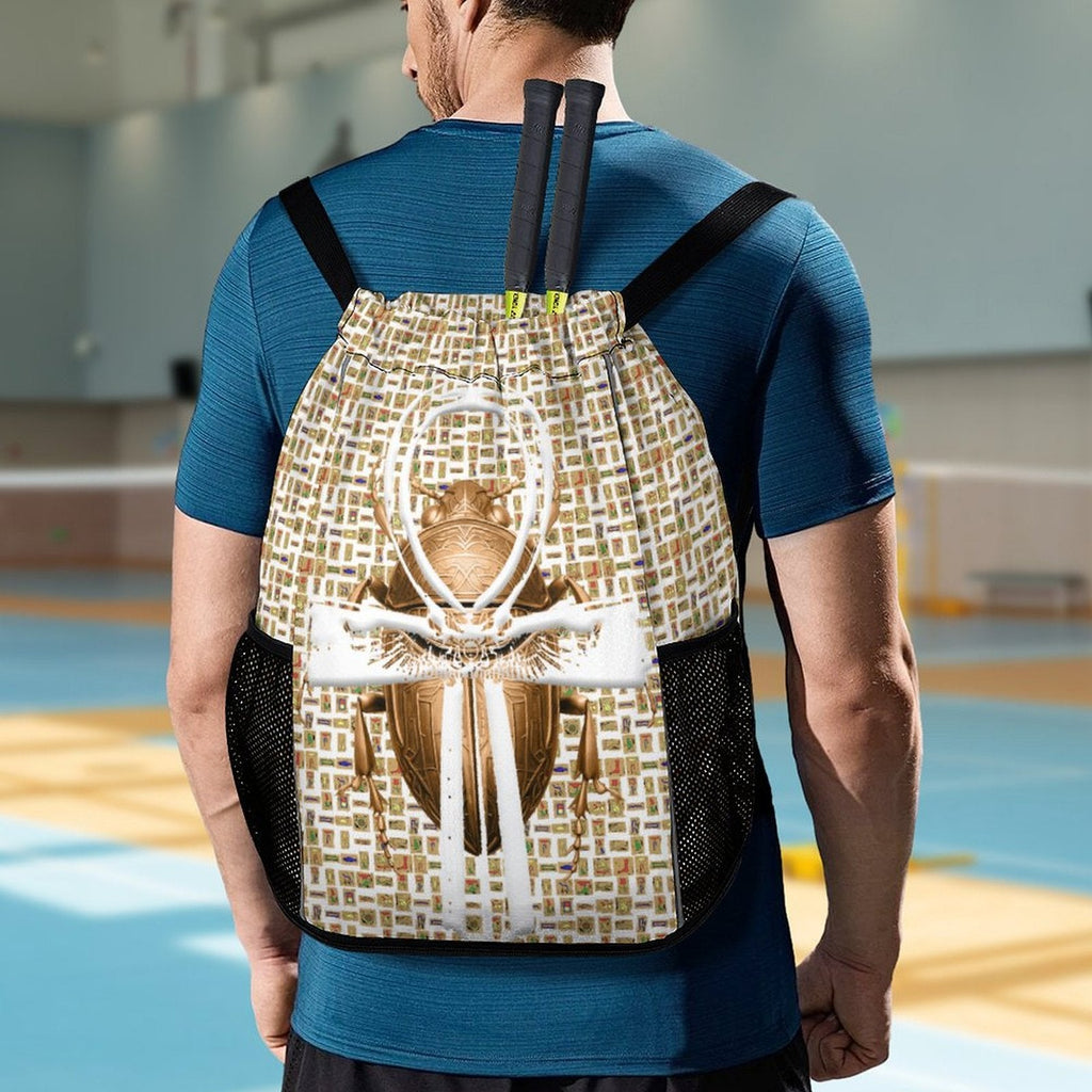 Ancient Nubia (White) Sports Drawstring Bag (6 Colors Available) - Conscious Apparel Store