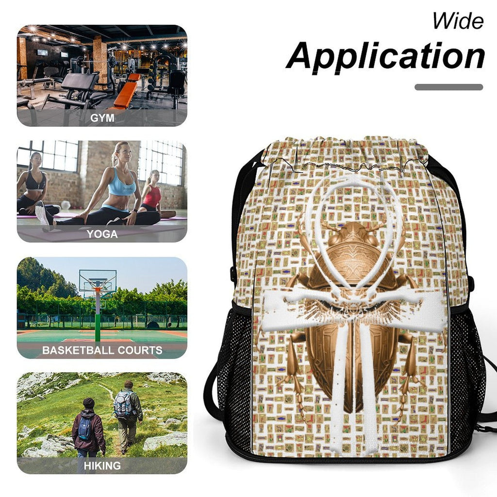 Ancient Nubia (White) Sports Drawstring Bag (6 Colors Available) - Conscious Apparel Store