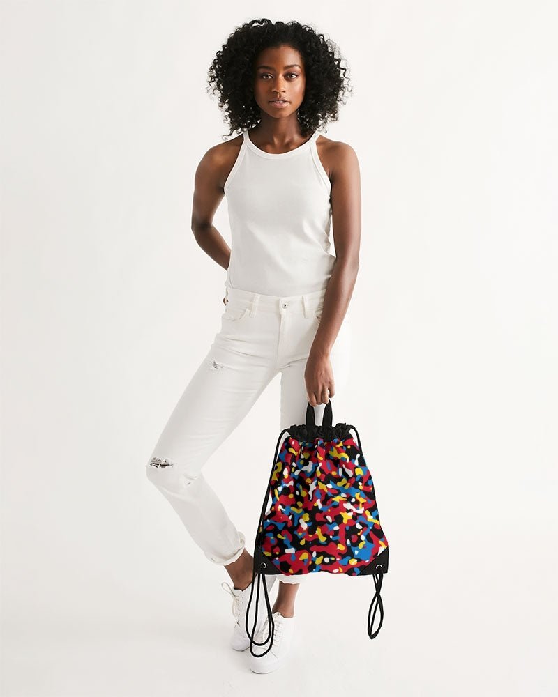 Antigua & Barbuda Flag Camo Canvas Drawstring Bag - Conscious Apparel Store