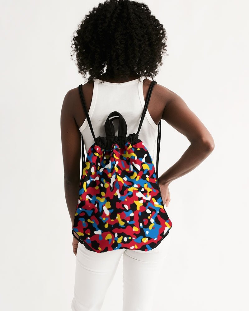 Antigua & Barbuda Flag Camo Canvas Drawstring Bag - Conscious Apparel Store