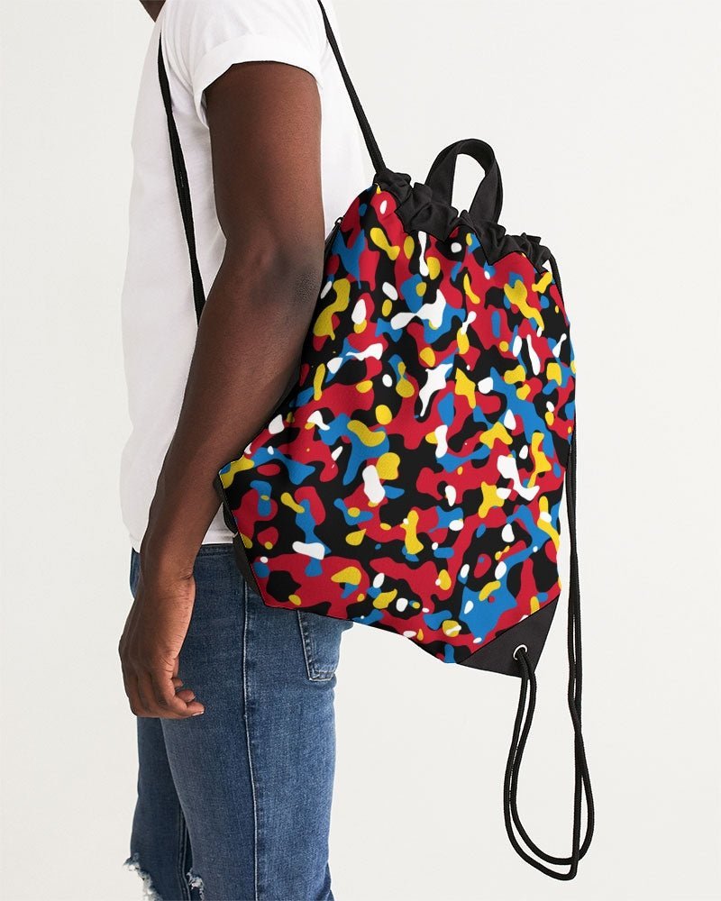 Antigua & Barbuda Flag Camo Canvas Drawstring Bag - Conscious Apparel Store