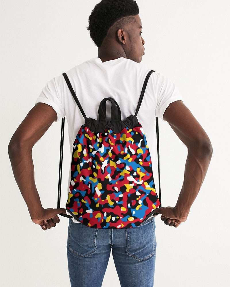 Antigua & Barbuda Flag Camo Canvas Drawstring Bag - Conscious Apparel Store
