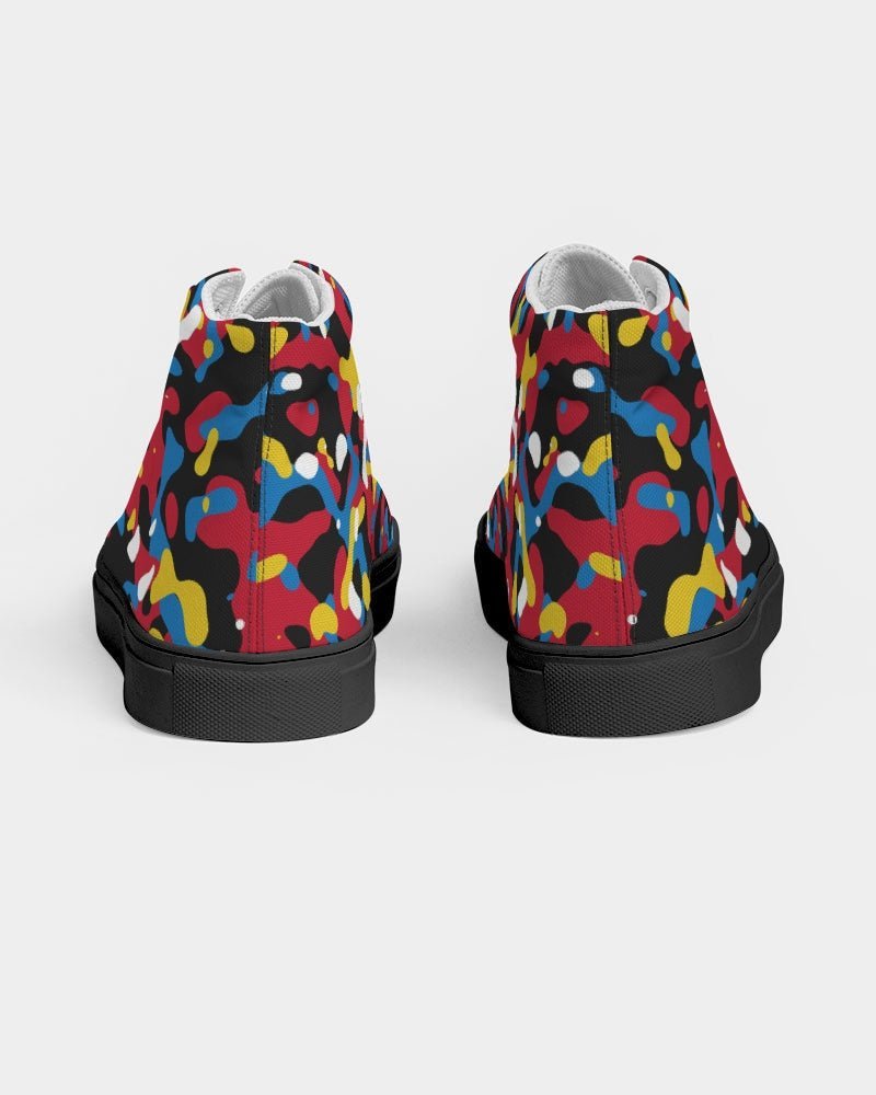 Antigua & Barbuda Flag Camo Men's Hightop Canvas Shoe - Black - Conscious Apparel Store