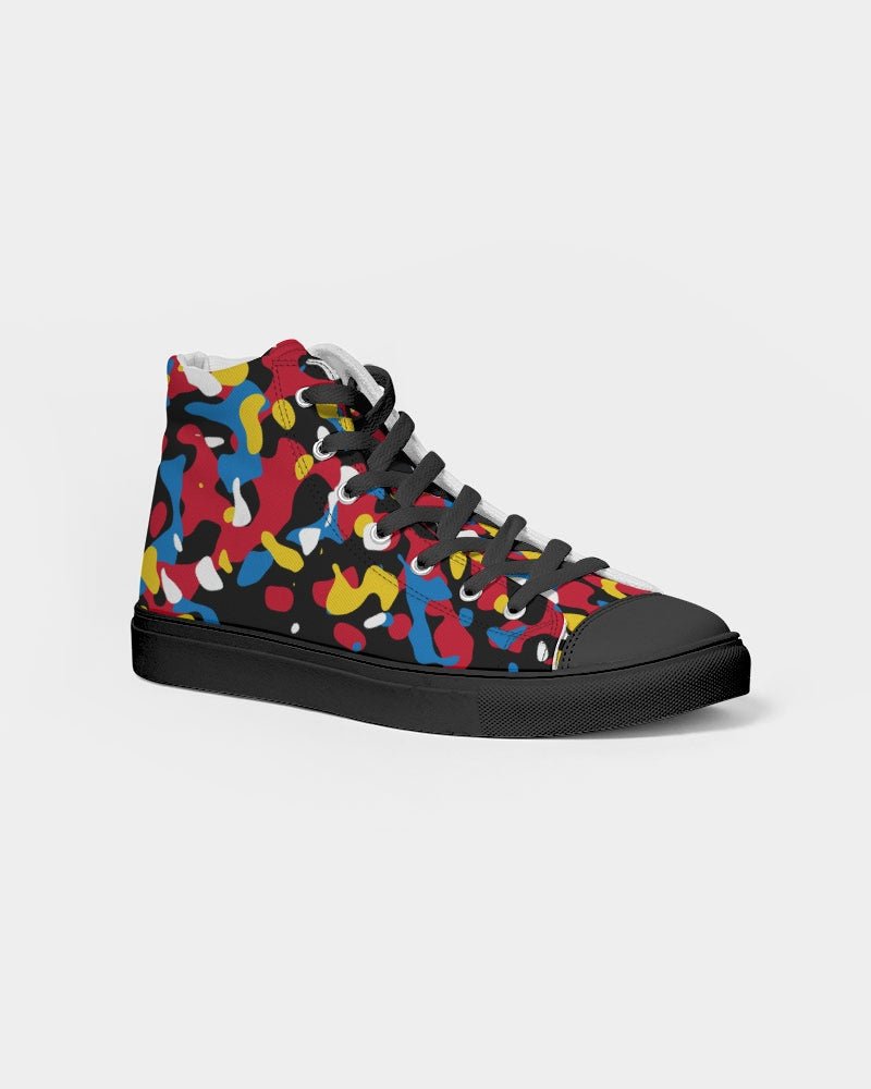 Antigua & Barbuda Flag Camo Men's Hightop Canvas Shoe - Black - Conscious Apparel Store