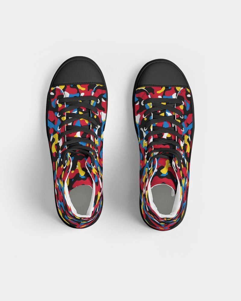 Antigua & Barbuda Flag Camo Men's Hightop Canvas Shoe - Black - Conscious Apparel Store