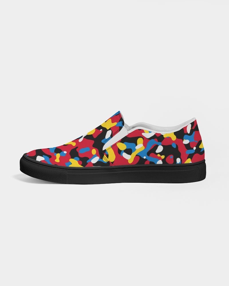 Antigua & Barbuda Flag Camo Men's Slip-On Canvas Shoe - Black - Conscious Apparel Store