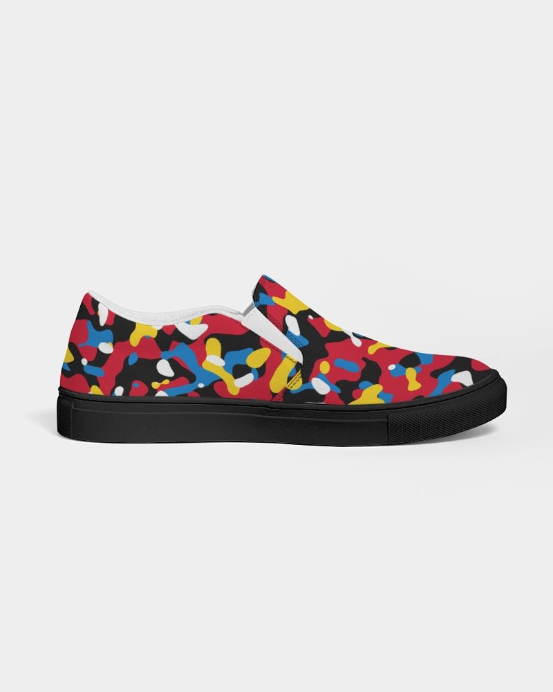 Antigua & Barbuda Flag Camo test - Women's Slip - On Canvas Shoe - Black - Conscious Apparel Store