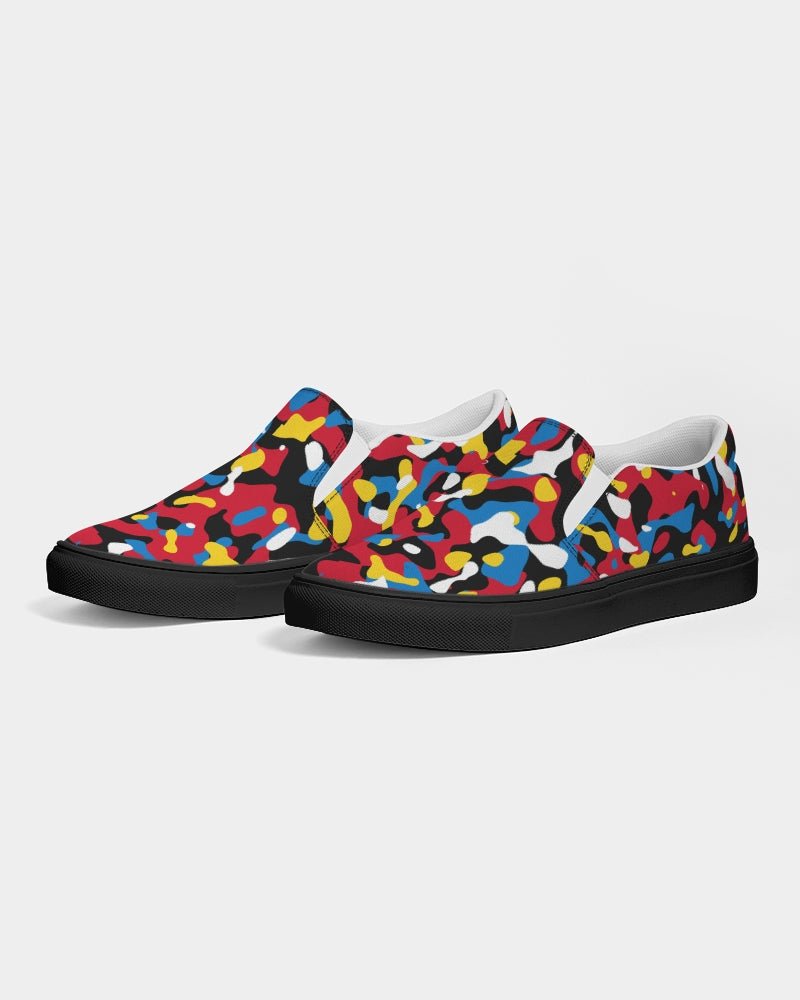 Antigua & Barbuda Flag Camo test - Women's Slip - On Canvas Shoe - Black - Conscious Apparel Store
