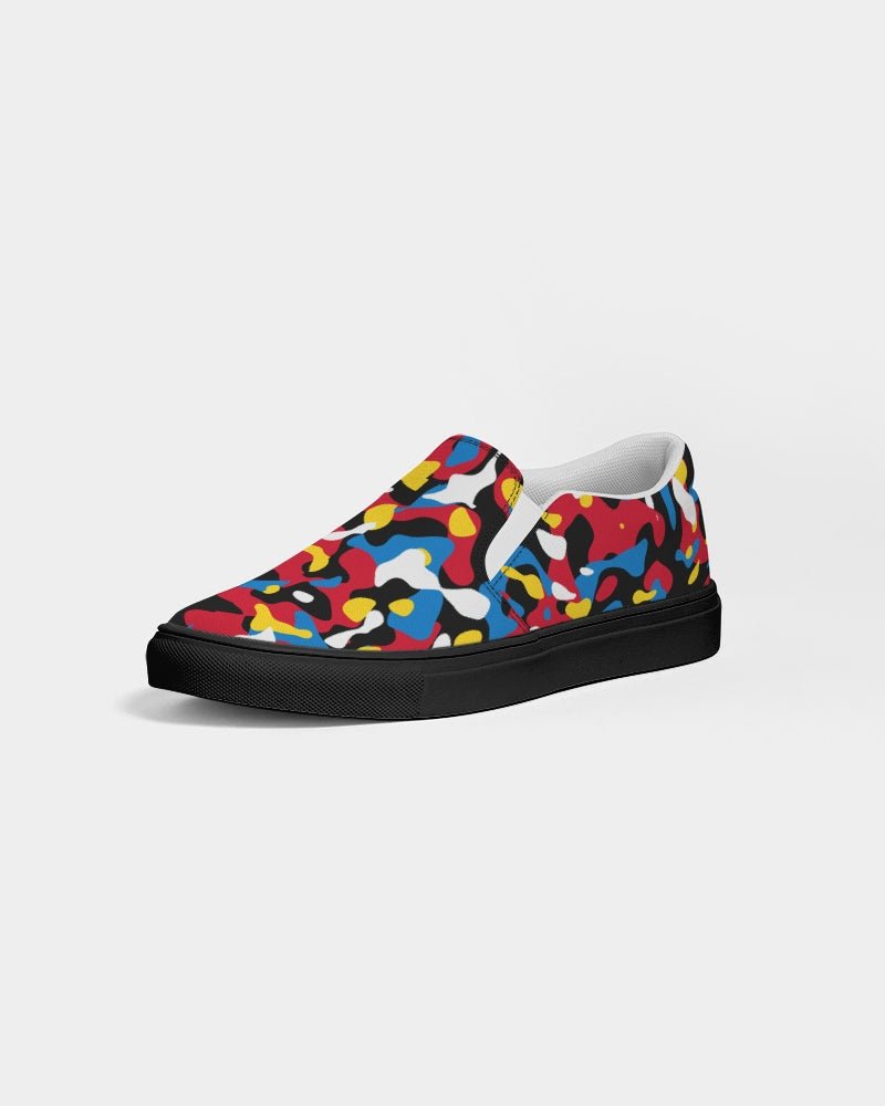 Antigua & Barbuda Flag Camo test - Women's Slip - On Canvas Shoe - Black - Conscious Apparel Store