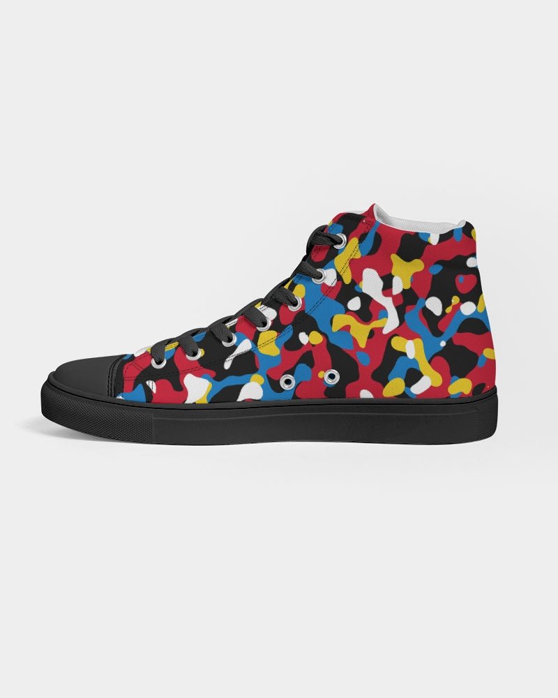 Antigua & Barbuda Flag Camo Women's Hightop Canvas Shoe  - Black - Conscious Apparel Store