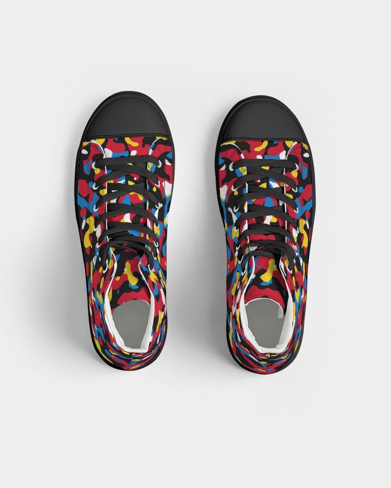 Antigua & Barbuda Flag Camo Women's Hightop Canvas Shoe  - Black - Conscious Apparel Store