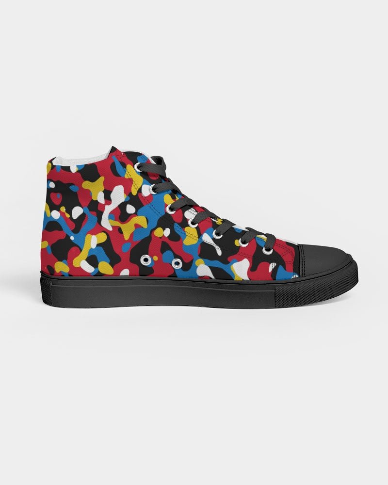 Antigua & Barbuda Flag Camo Women's Hightop Canvas Shoe  - Black - Conscious Apparel Store