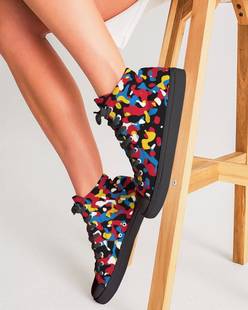 Antigua & Barbuda Flag Camo Women's Hightop Canvas Shoe - Black - Conscious Apparel Store