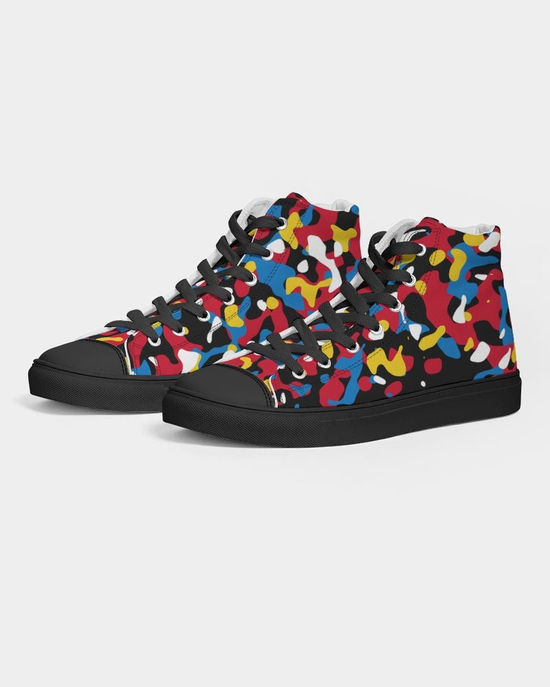 Antigua & Barbuda Flag Camo Women's Hightop Canvas Shoe  - Black - Conscious Apparel Store
