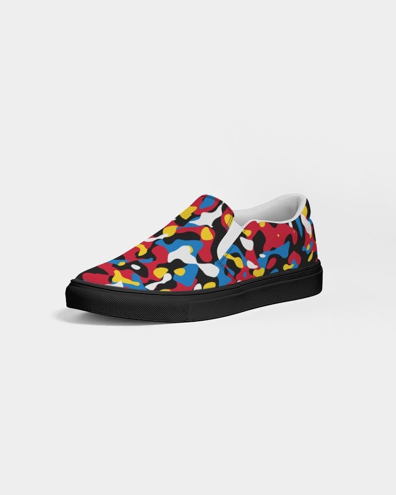 Antigua & Barbuda Flag Camo Women's Slip-On Canvas Shoe - Black - Conscious Apparel Store