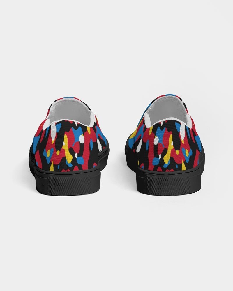 Antigua & Barbuda Flag Camo Women's Slip-On Canvas Shoe - Black - Conscious Apparel Store