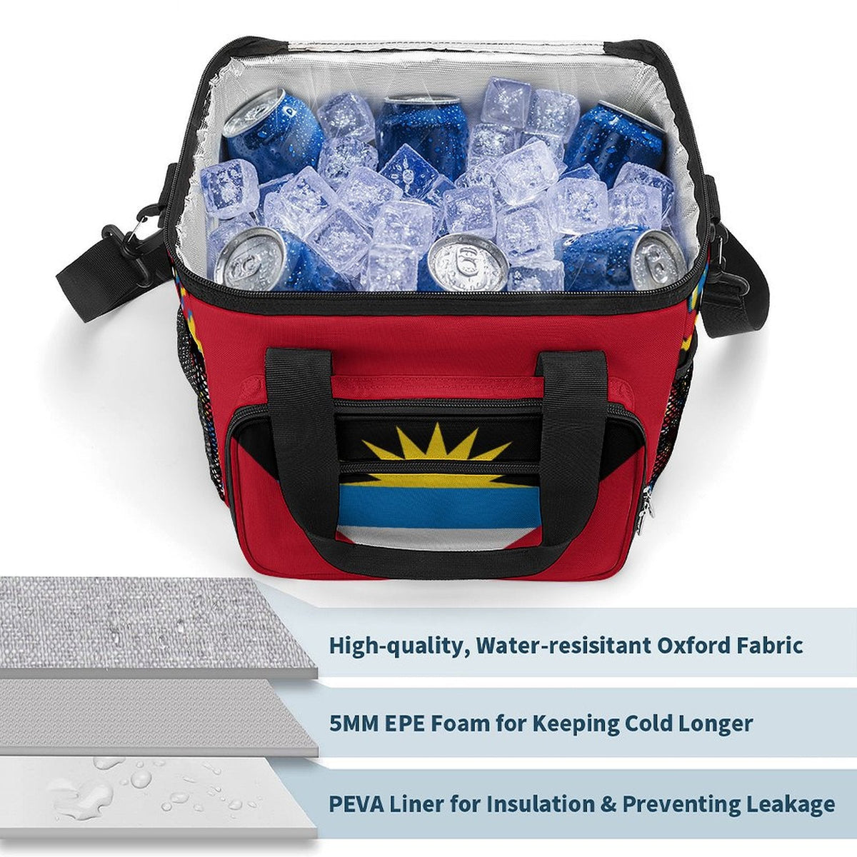 Antigua & Barbuda Flag Insulated Cooler Bag - Conscious Apparel Store