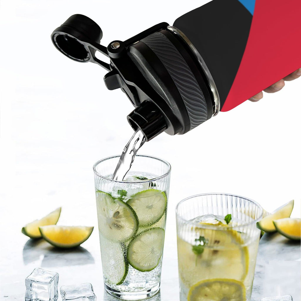 Antigua & Barbuda Flag Insulated Water Bottle with Dual - Use Lid (18oz) - Conscious Apparel Store