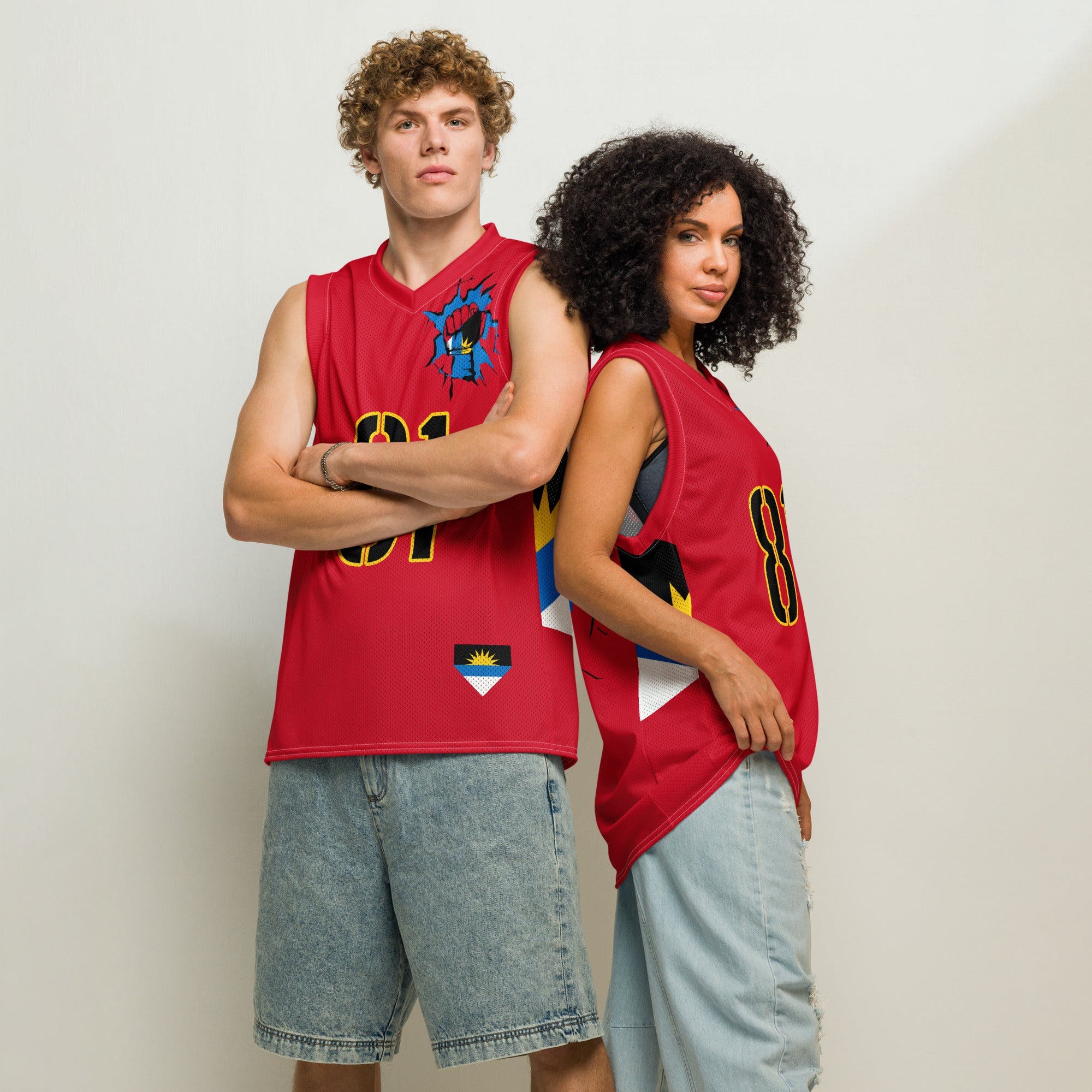 Antigua & Barbuda Flag Premium Sport Jersey Tank Top - Conscious Apparel Store