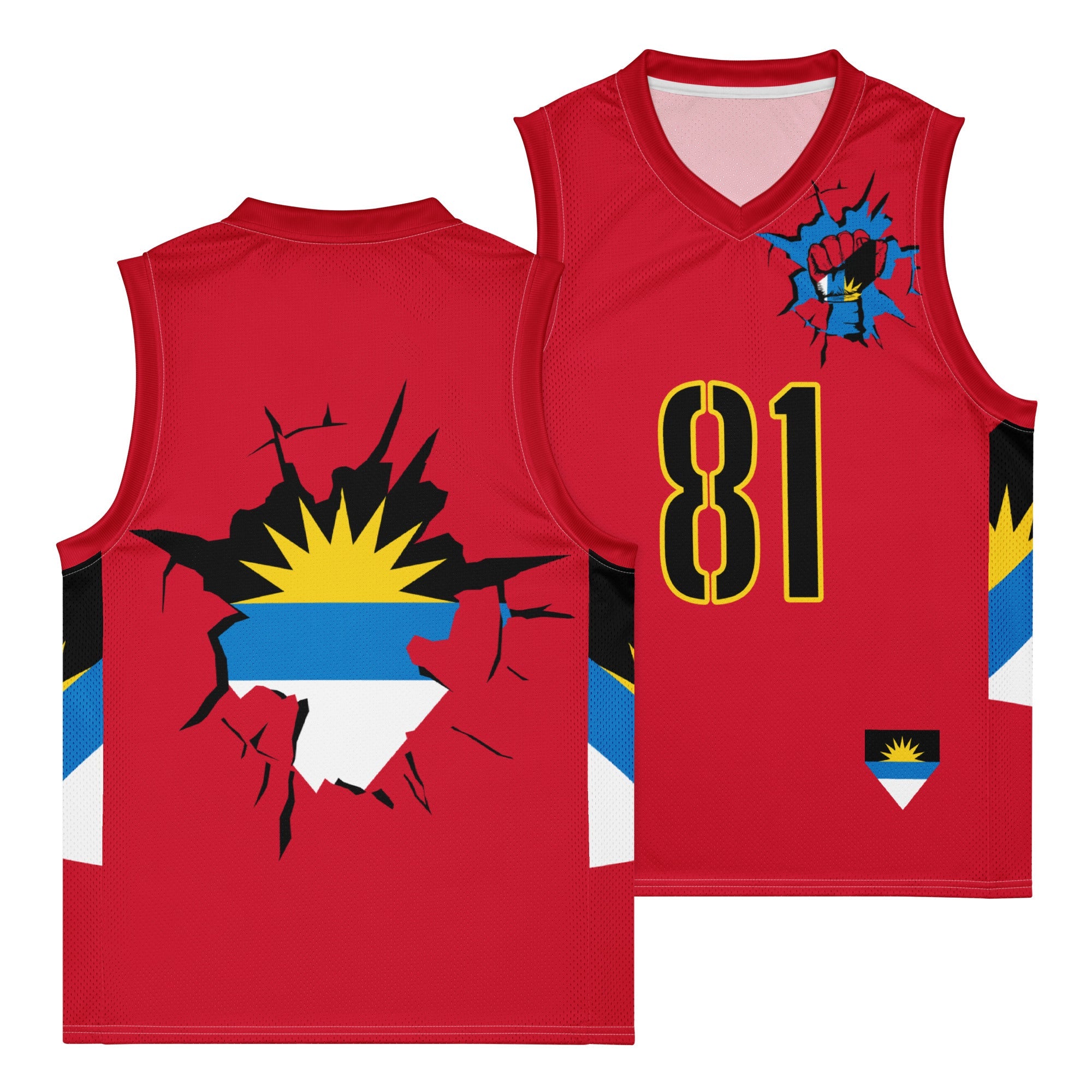 Antigua & Barbuda Flag Premium Sport Jersey Tank Top - Conscious Apparel Store