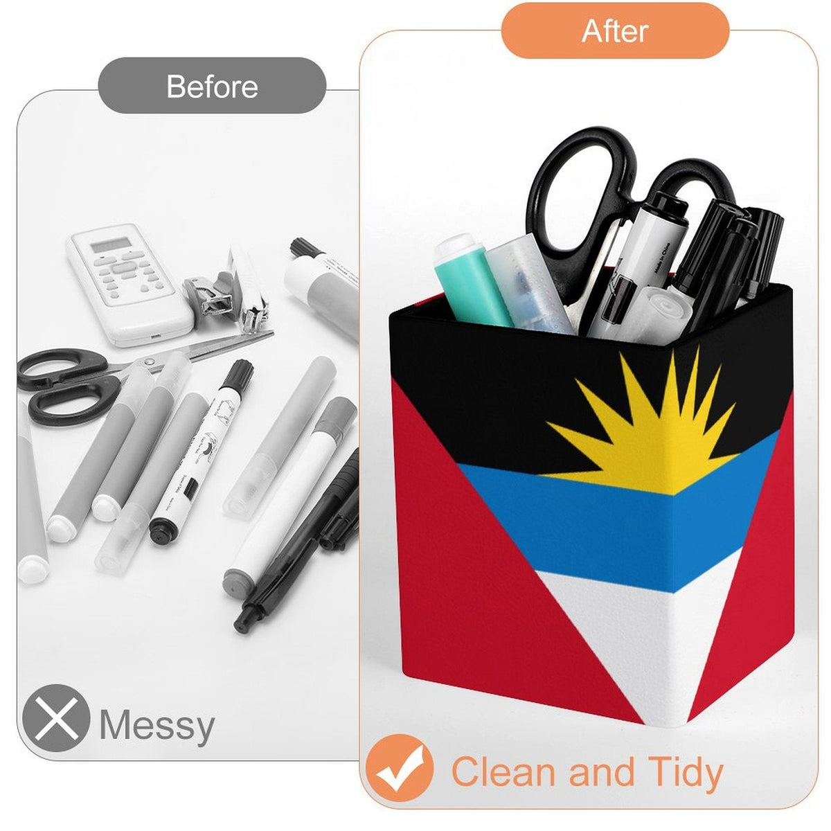 Antigua & Barbuda Flag Square pen holder - Conscious Apparel Store