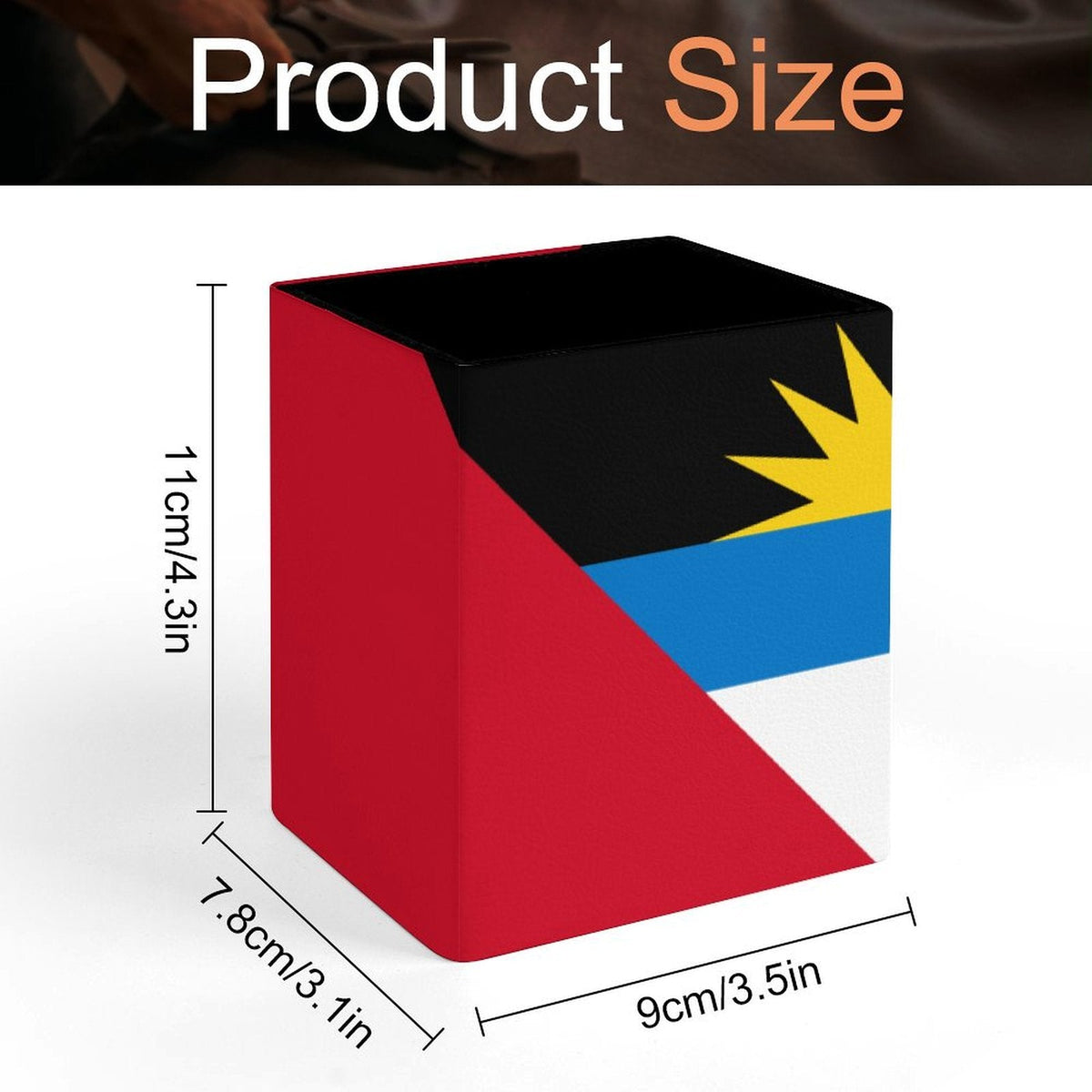 Antigua & Barbuda Flag Square pen holder - Conscious Apparel Store