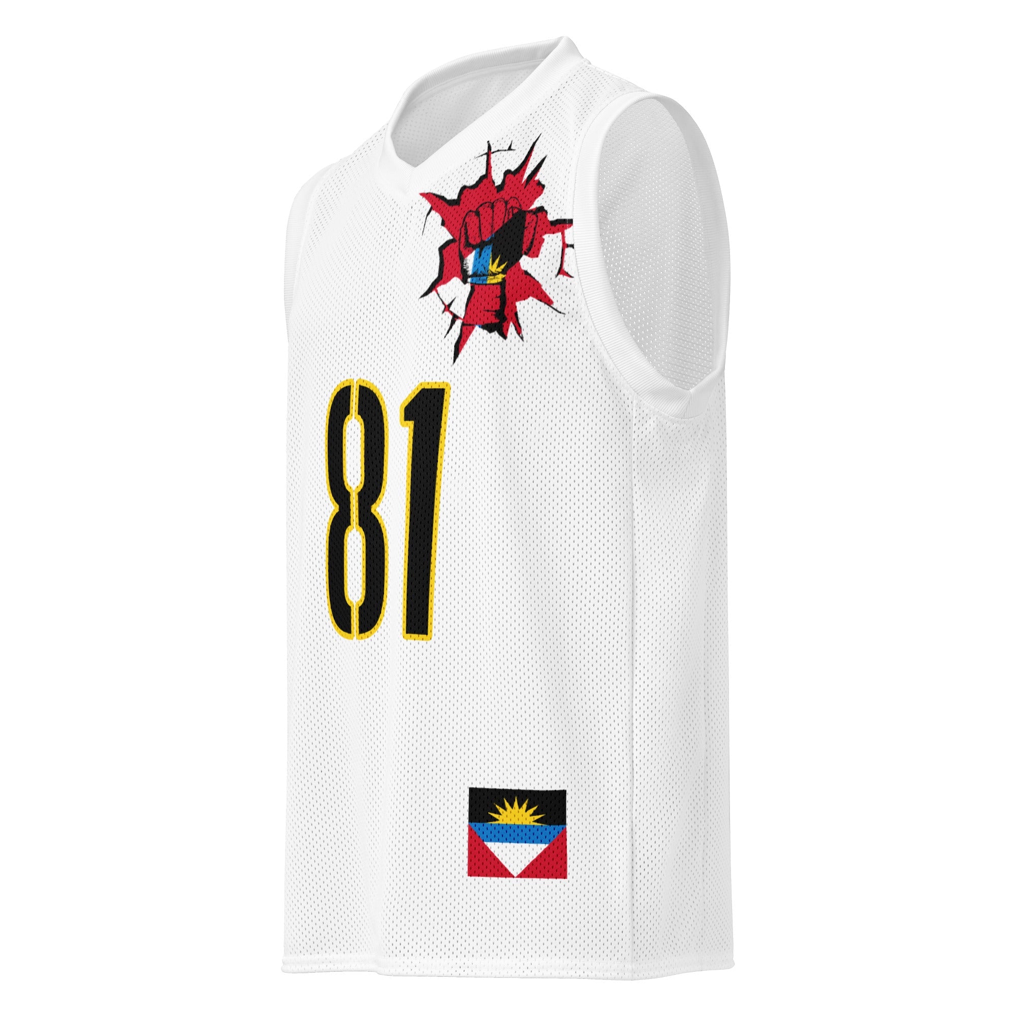 Antigua & Barbuda Flag (White) Premium Sport Jersey Tank Top - Conscious Apparel Store