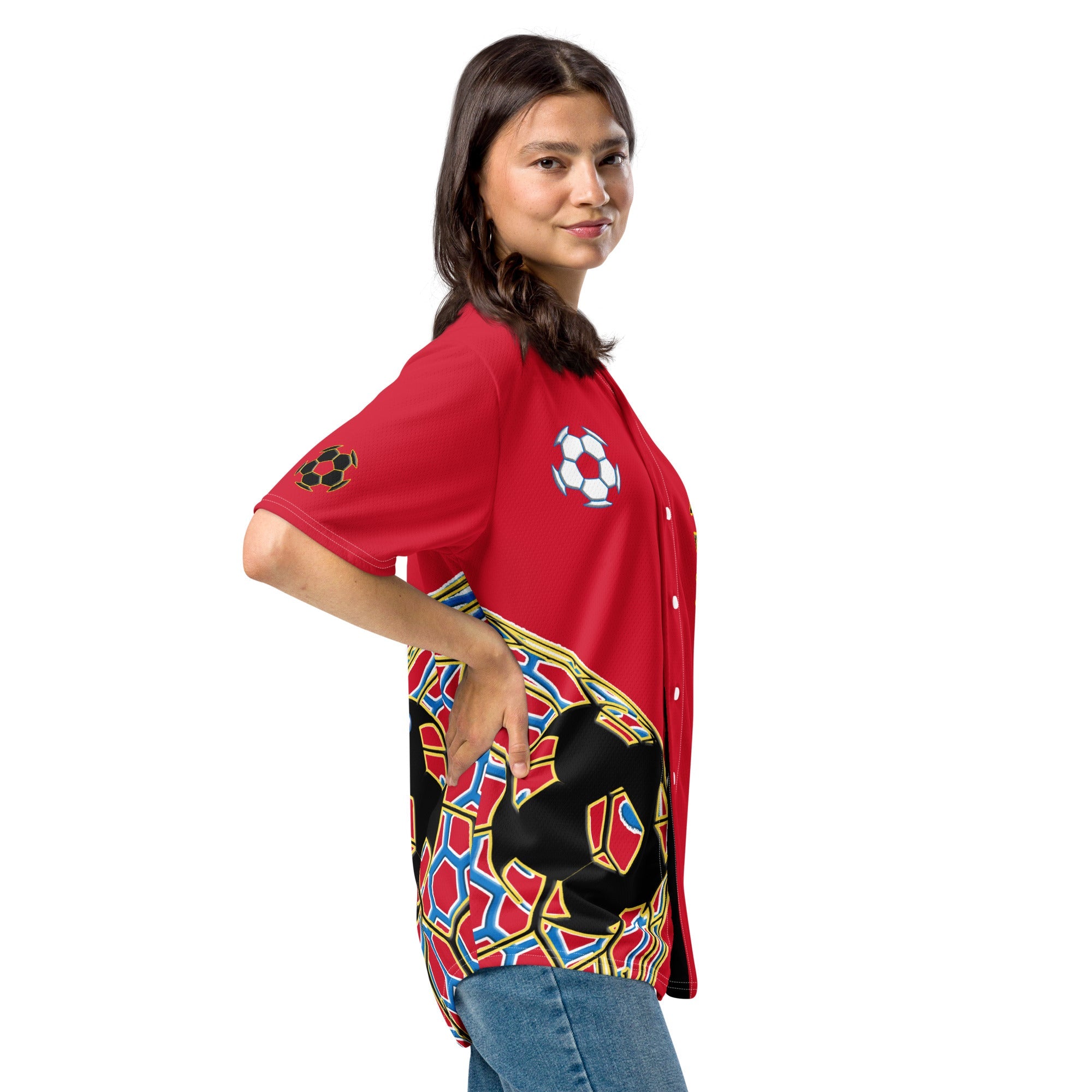 Antigua & Barbuda Football Themed Button-Down Sport Jersey - Conscious Apparel Store