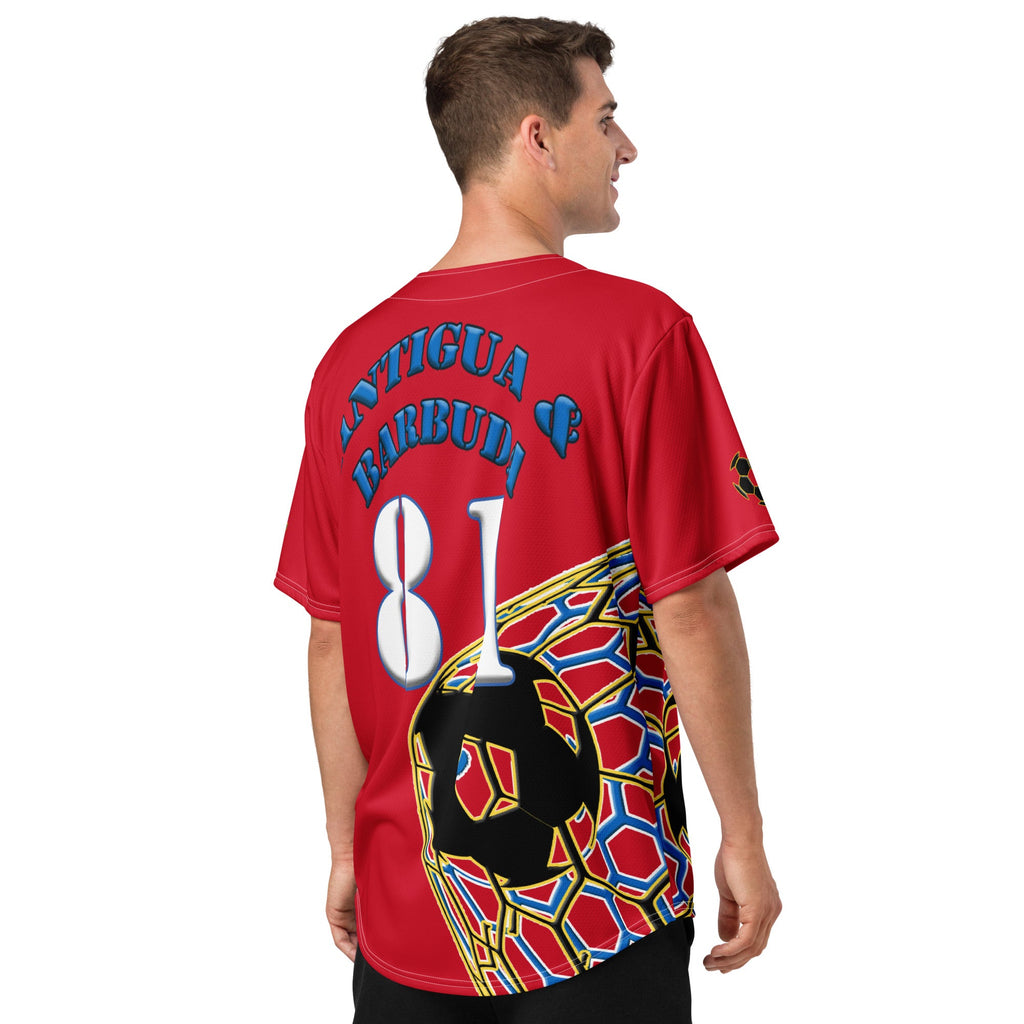 Antigua & Barbuda Football Themed Button-Down Sport Jersey - Conscious Apparel Store