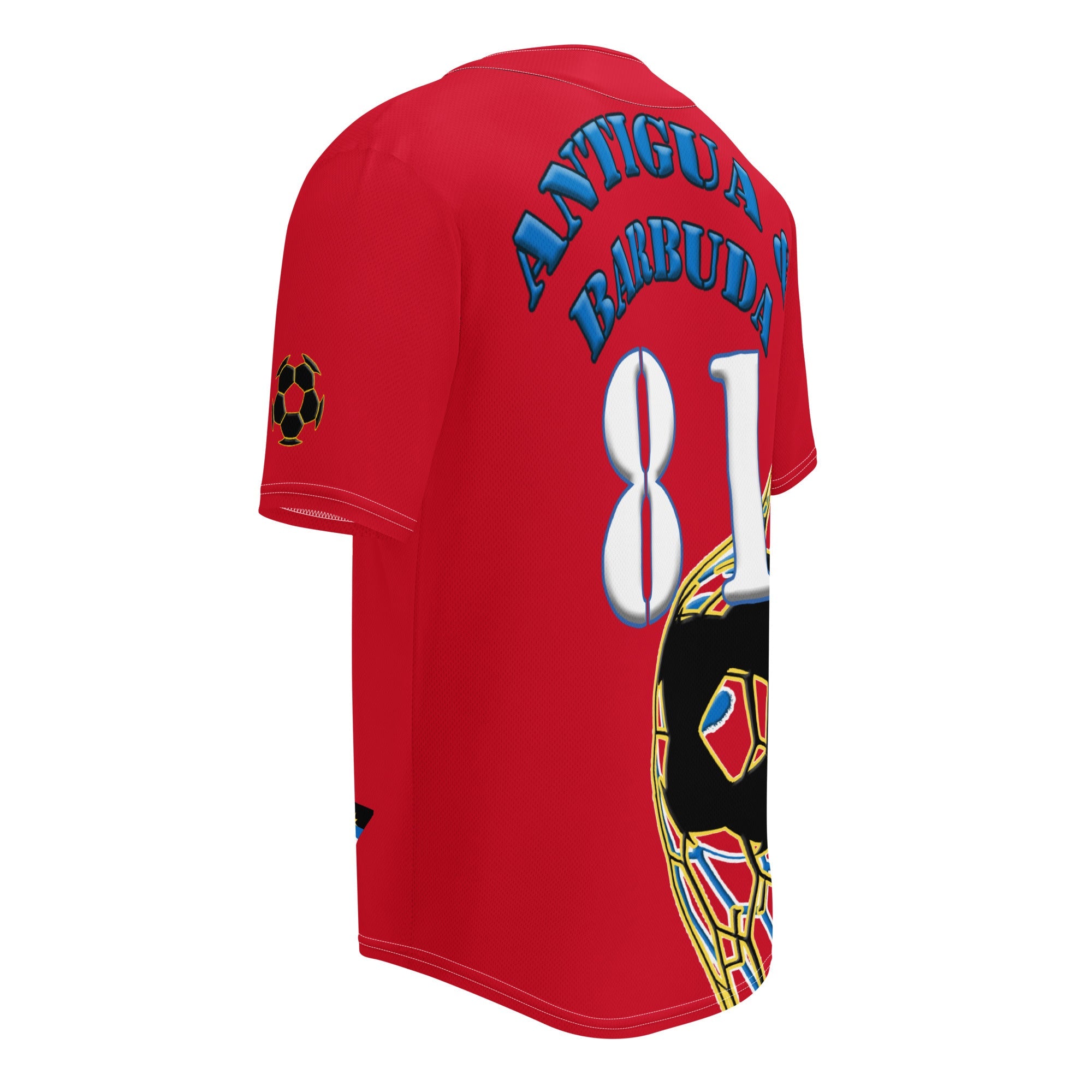 Antigua & Barbuda Football Themed Button-Down Sport Jersey - Conscious Apparel Store