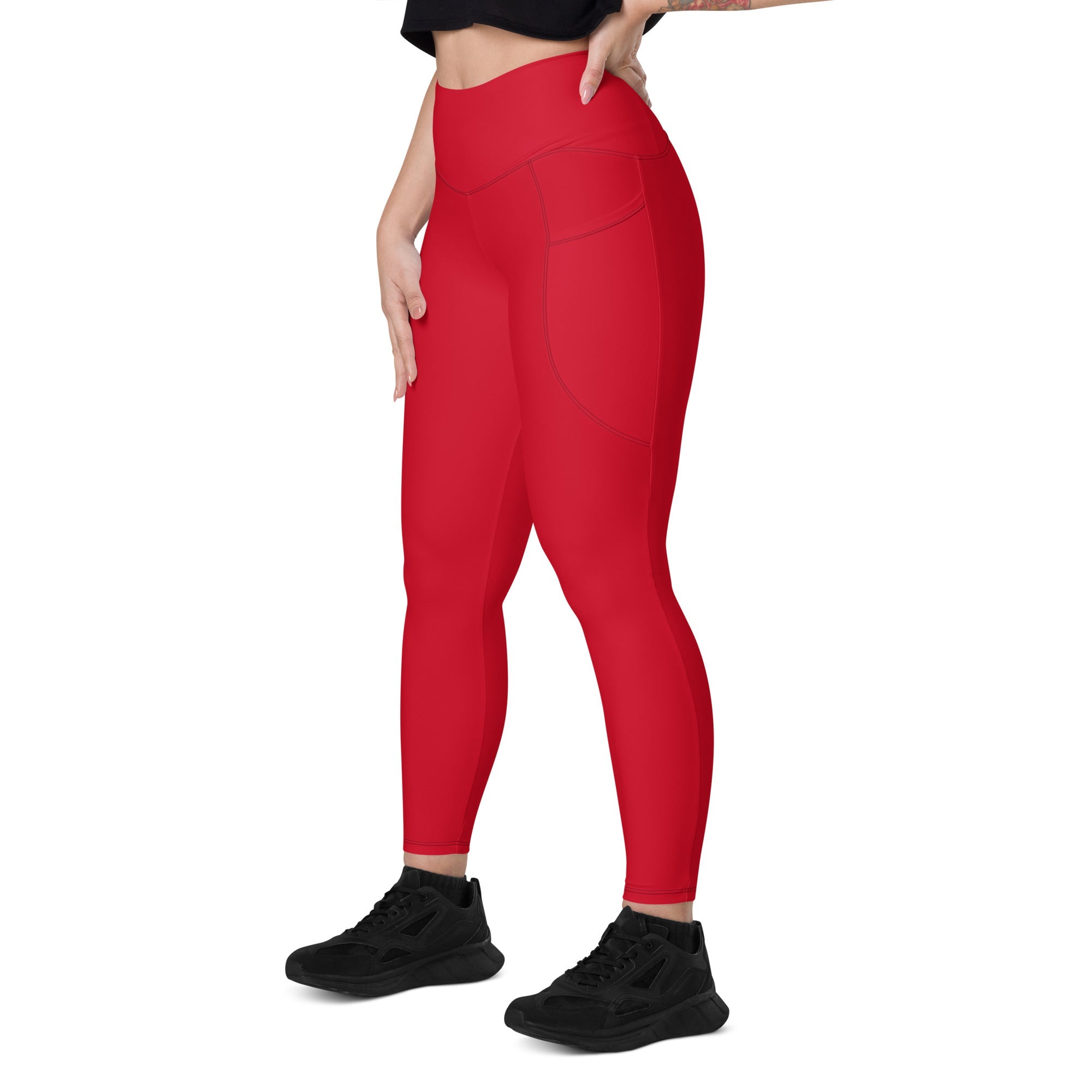Antigua & Barbuda Red Leggings with pockets - Conscious Apparel Store