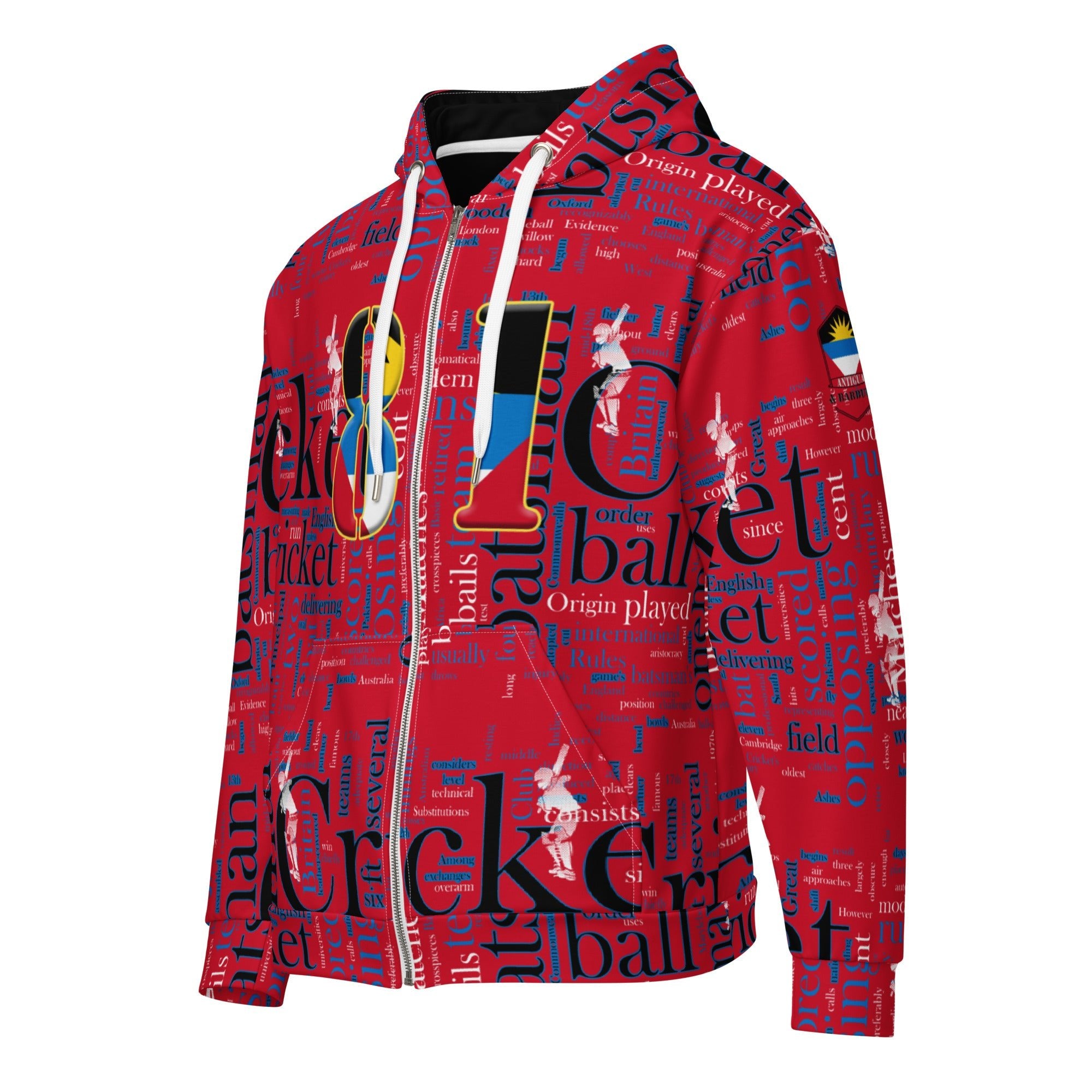 Antigua & Barbuda (WI) Cricket Unisex zip hoodie - Conscious Apparel Store