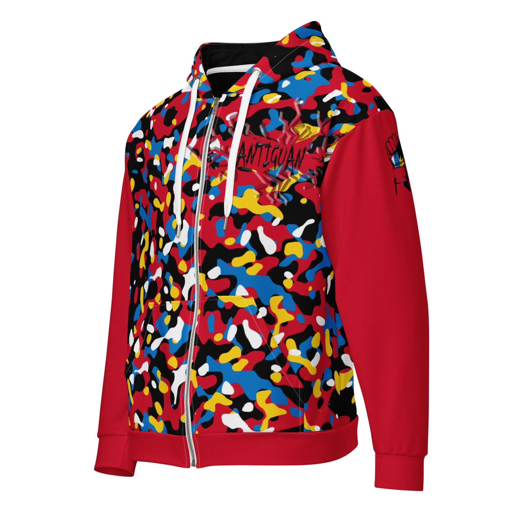 Antiguan Flag Camo Unisex zip hoodie - Conscious Apparel Store