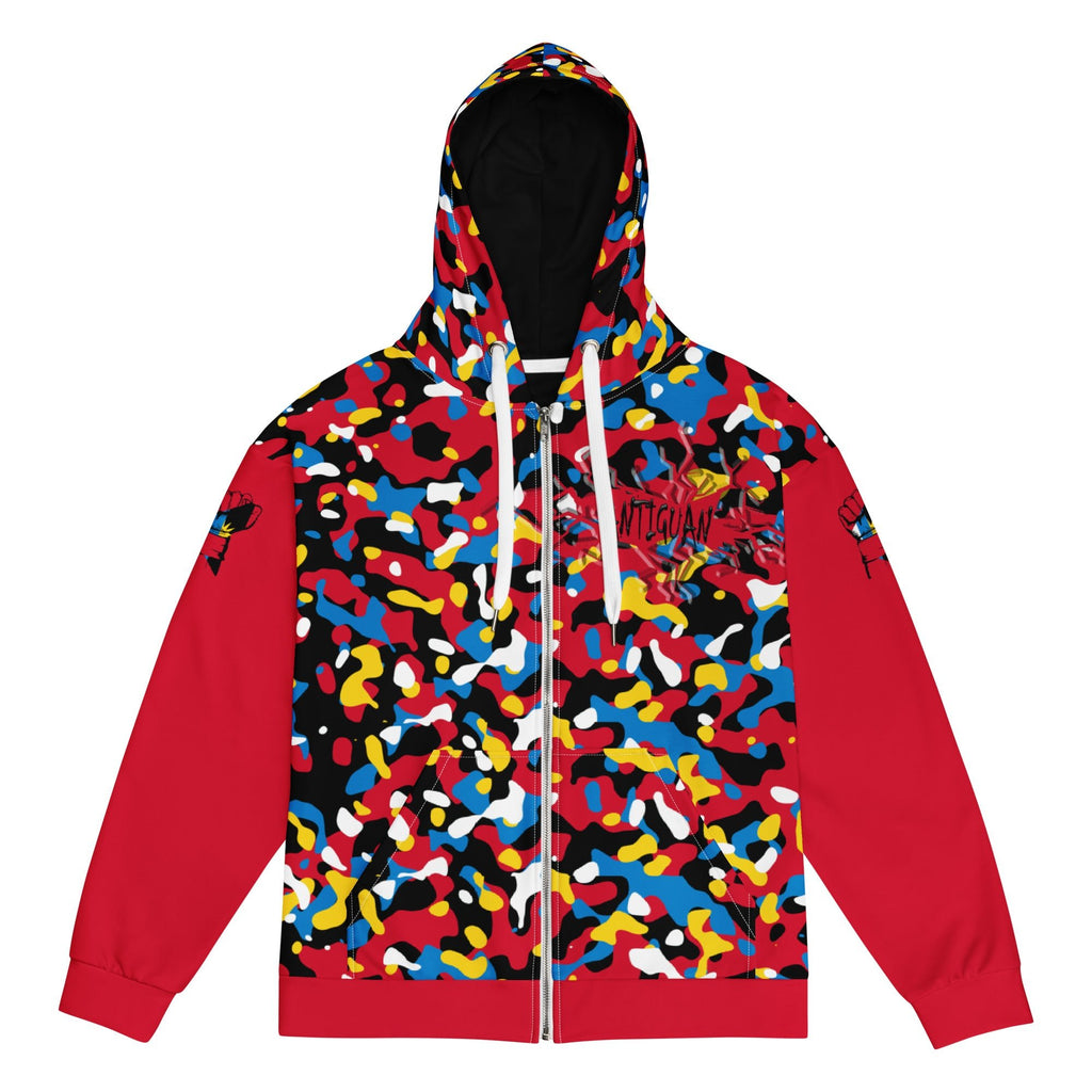 Antiguan Flag Camo Unisex zip hoodie - Conscious Apparel Store
