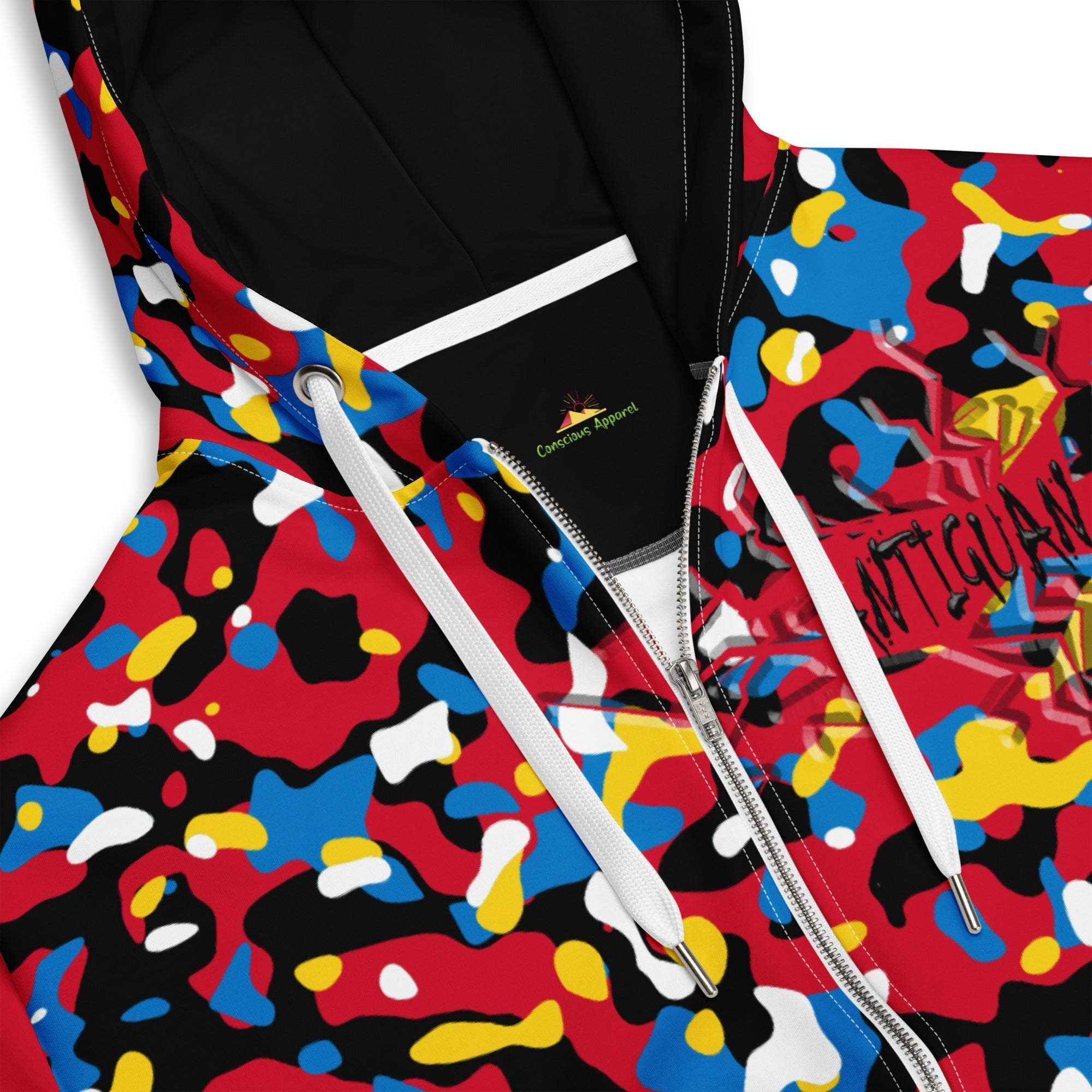 Antiguan Flag Camo Unisex zip hoodie - Conscious Apparel Store