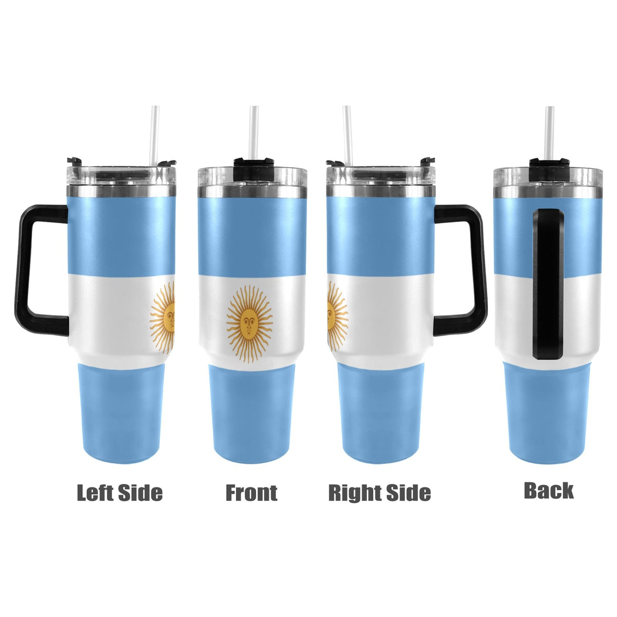 Argentina Flag 40oz Tumbler with Black Handle - Conscious Apparel Store