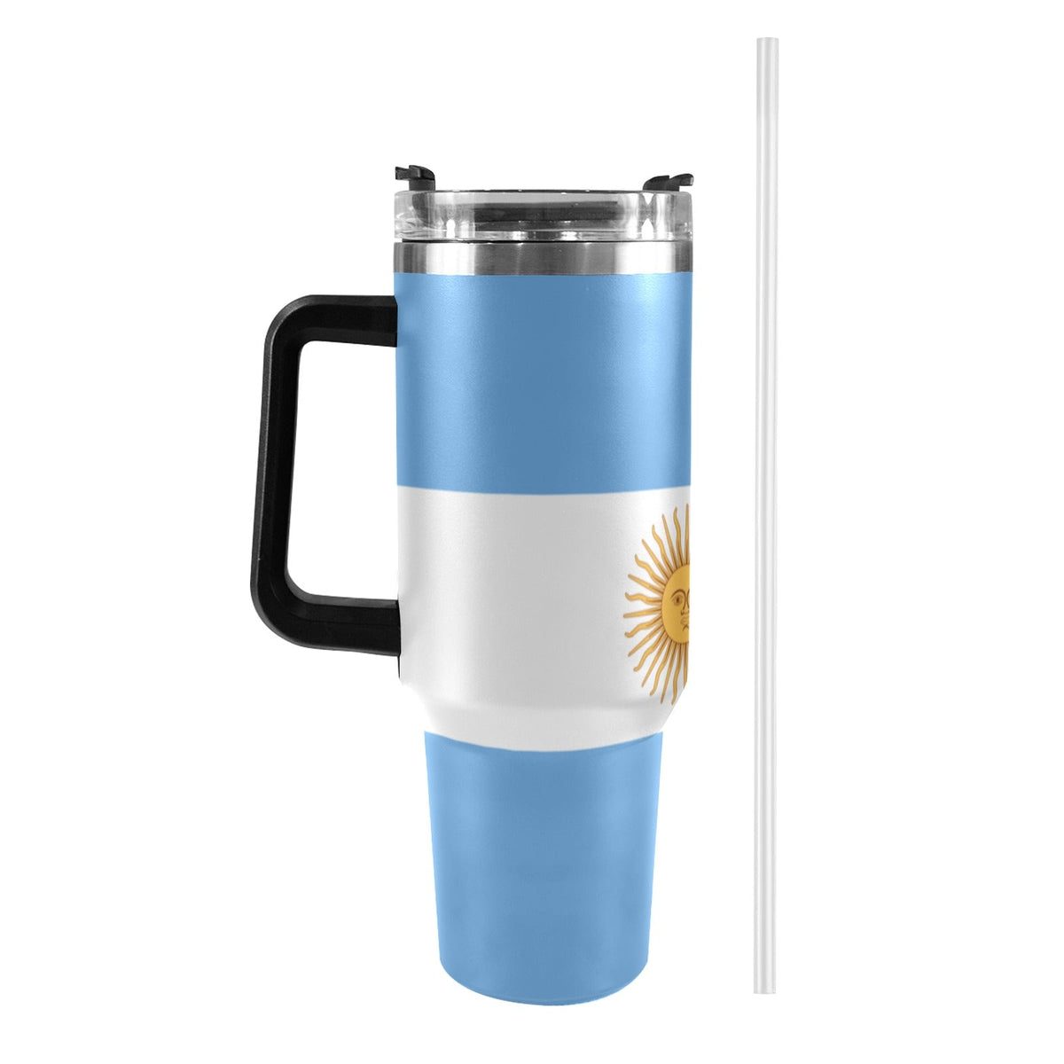 Argentina Flag 40oz Tumbler with Black Handle - Conscious Apparel Store
