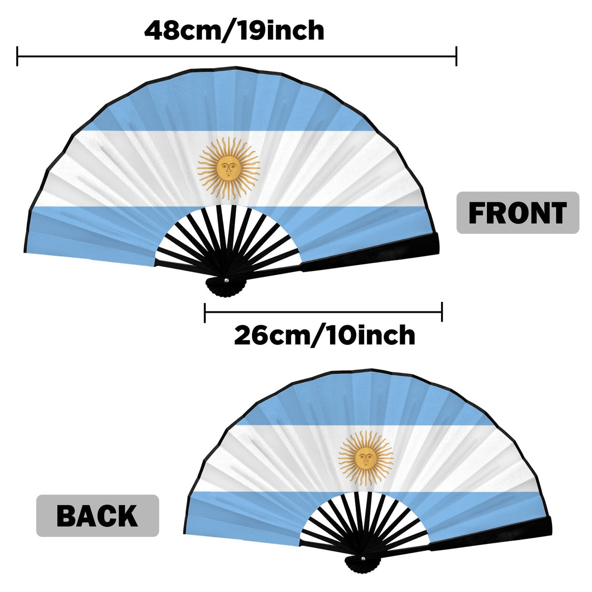 Argentina Flag Double-Sided Custom Folding Fan - Conscious Apparel Store