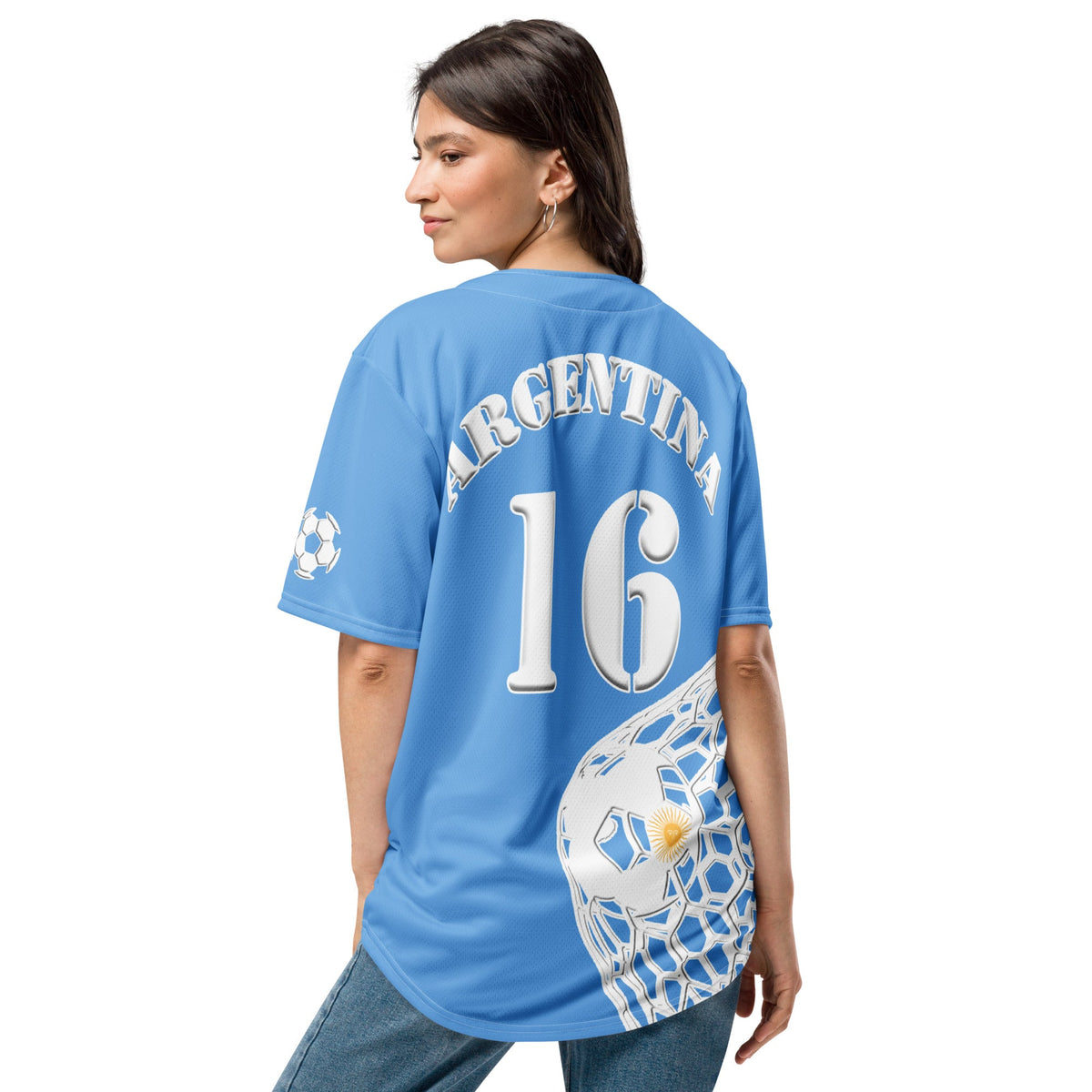 Argentina Football Themed Button-Down Sport jersey - Conscious Apparel Store