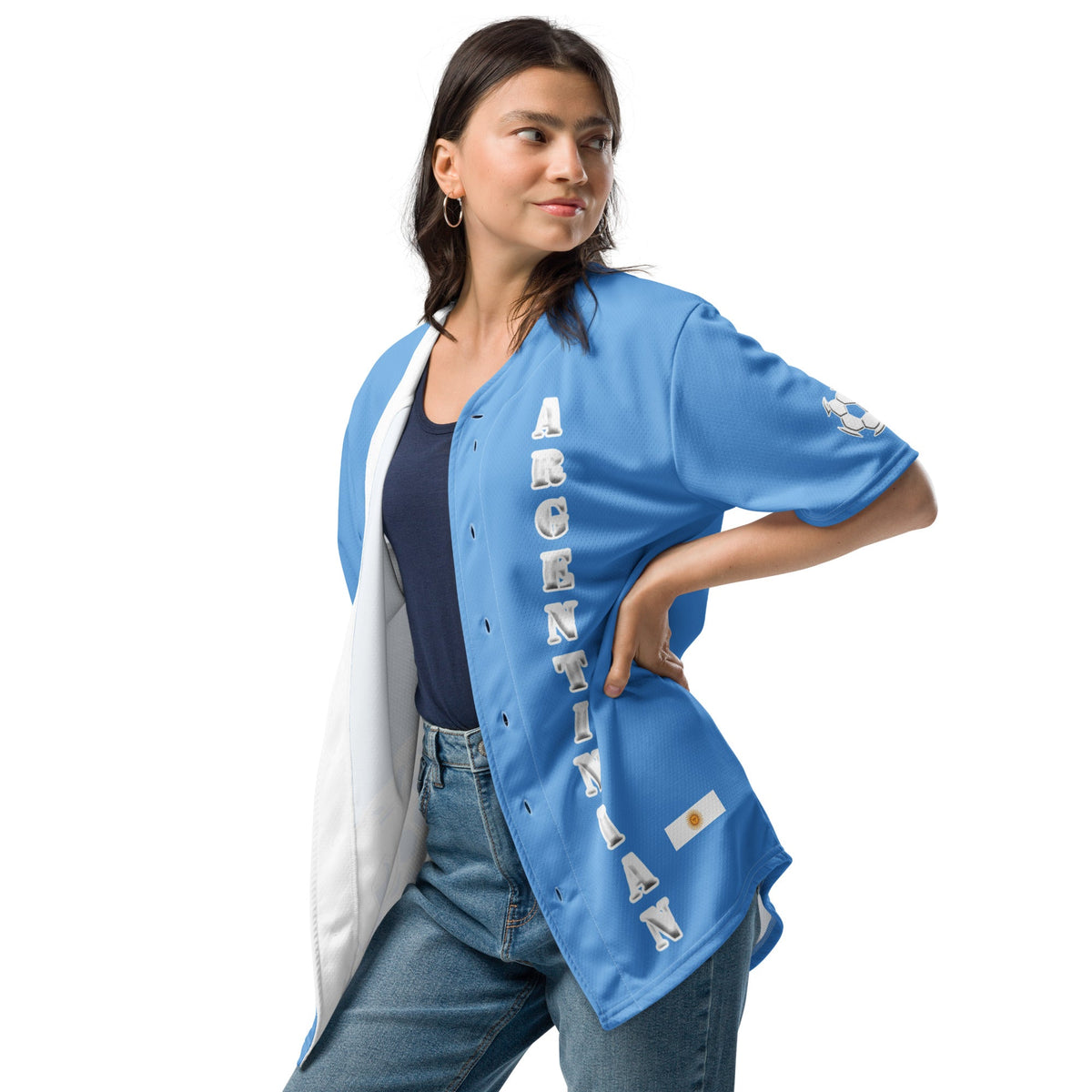 Argentina Football Themed Button-Down Sport jersey - Conscious Apparel Store