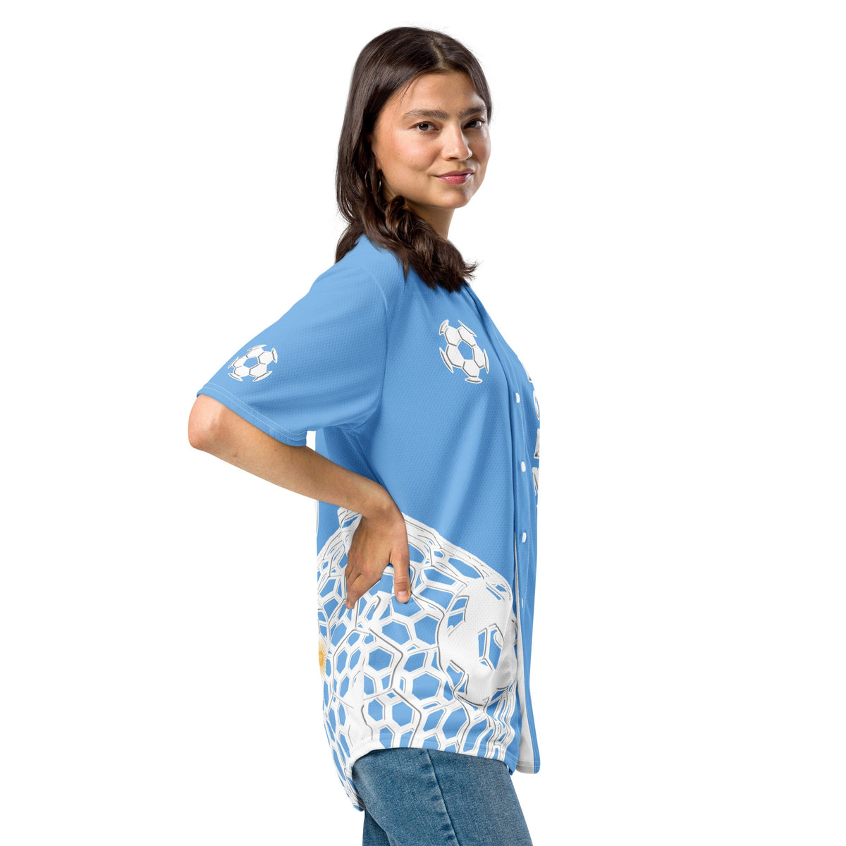Argentina Football Themed Button-Down Sport jersey - Conscious Apparel Store