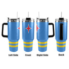 Aruba Flag 40oz Tumbler with Black Handle - Conscious Apparel Store