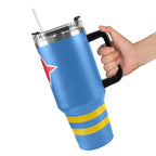 Aruba Flag 40oz Tumbler with Black Handle - Conscious Apparel Store
