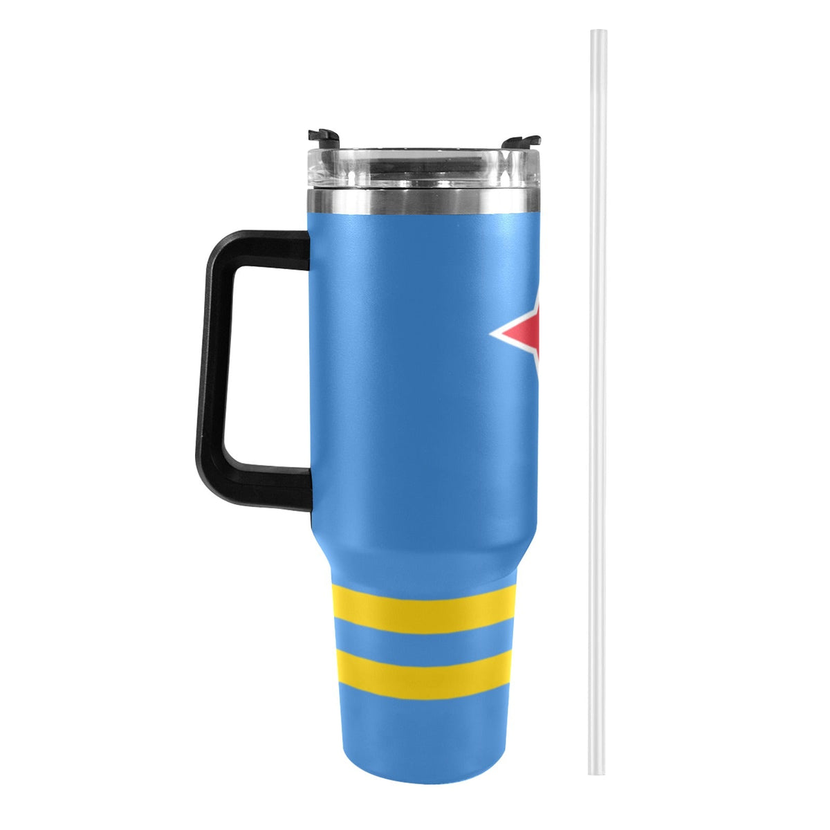 Aruba Flag 40oz Tumbler with Black Handle - Conscious Apparel Store