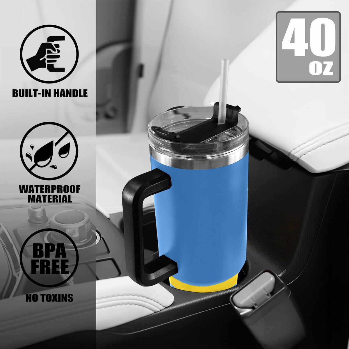 Aruba Flag 40oz Tumbler with Black Handle - Conscious Apparel Store