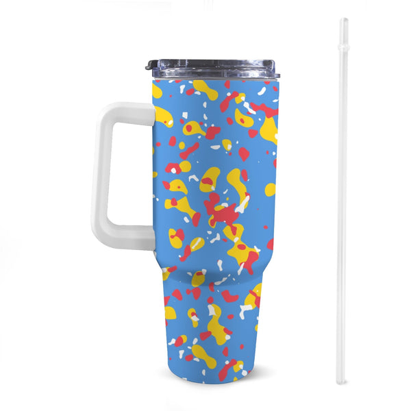 Aruba Flag 40oz Tumbler with White Handle - Conscious Apparel Store